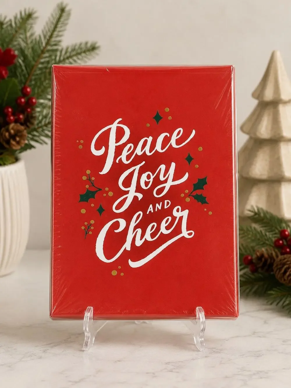 Roseville Press 10 Count Deluxe Peace Joy & Cheer Christmas Cards Envelopes NIP